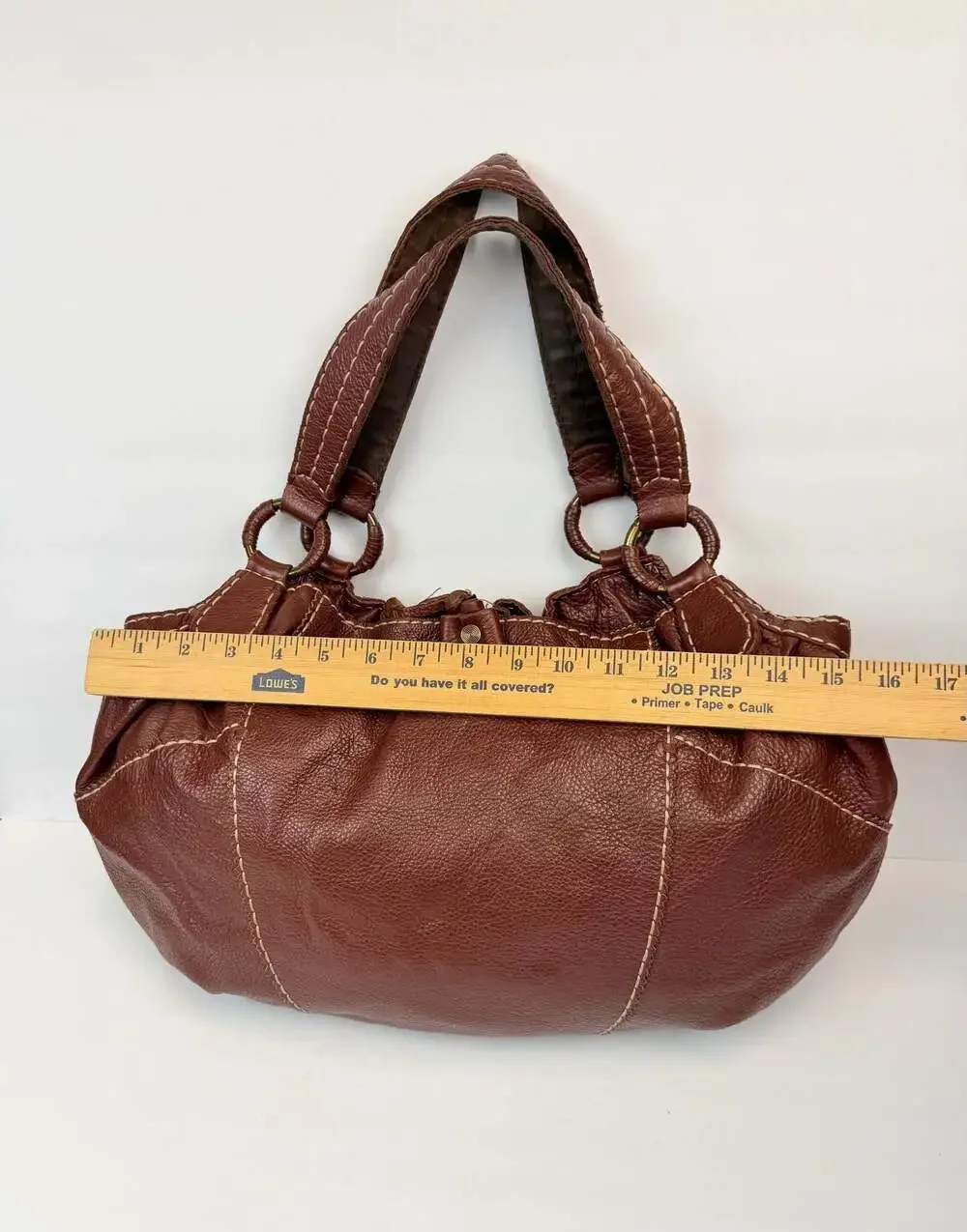 Lucky Brand Brown Leather Hobo Shoulder Bag with Floral Interior Lining